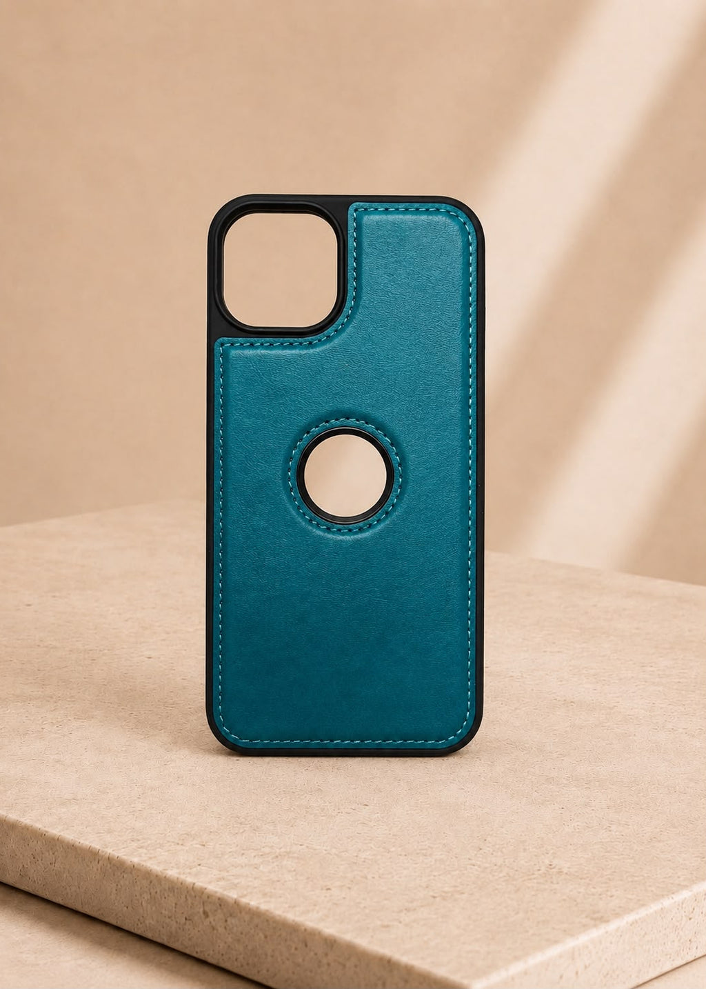 Coque Magnétique Compatible iPhone 15 Plus – Bleu/Noir – Support Anneau Rotatif