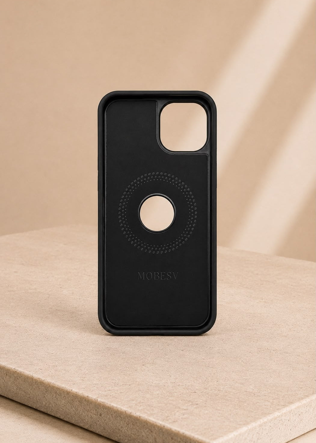 Coque Magnétique Compatible iPhone 15 Plus – Bleu/Noir – Support Anneau Rotatif